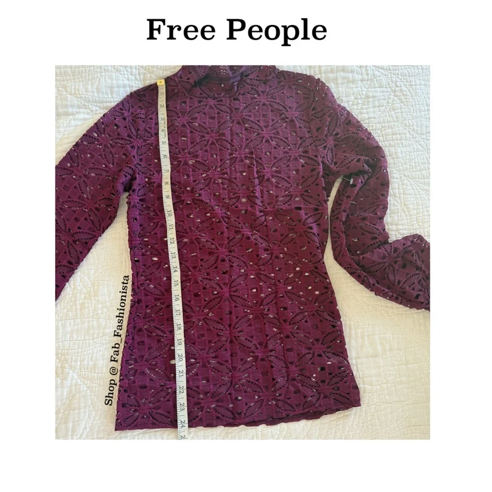 Free People Crochet longe sleeve Blouse Small